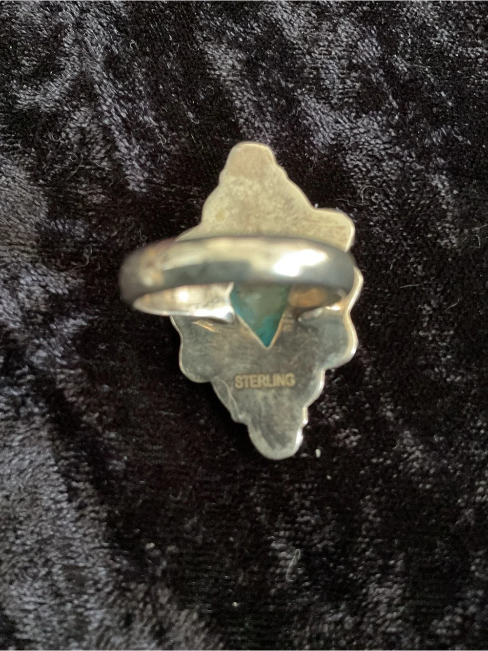 Navajo Turquoise Stone Floral Silver Ring  size 8